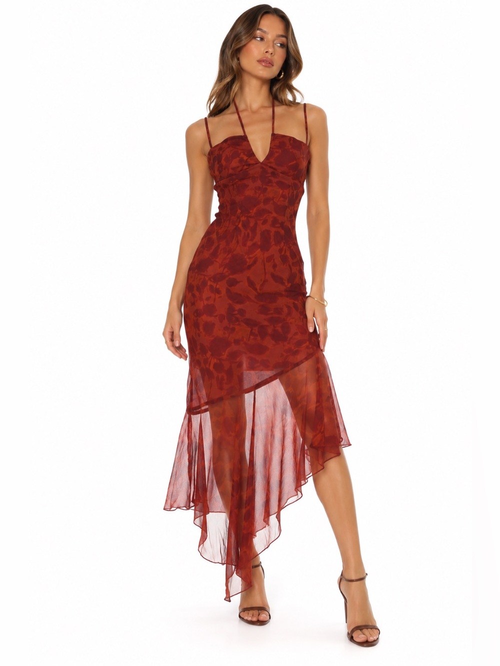 Peppermayo red floral formal dress - Size 2